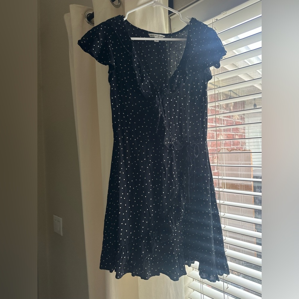 American Eagle polka dot mini dress with tie